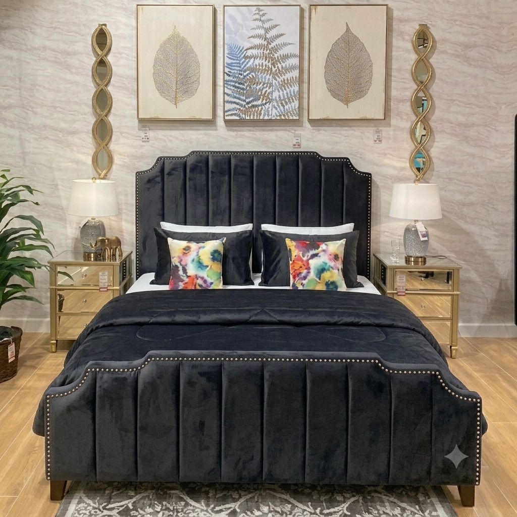 Luxury Upholstered Panel Bed Frame | Single, Double, King & Super King | Matching Ottoman Storage Box Available