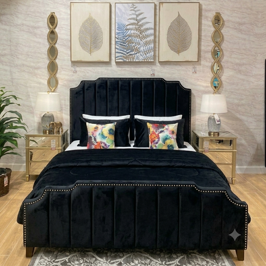 Luxury Upholstered Panel Bed Frame | Single, Double, King & Super King | Matching Ottoman Storage Box Available