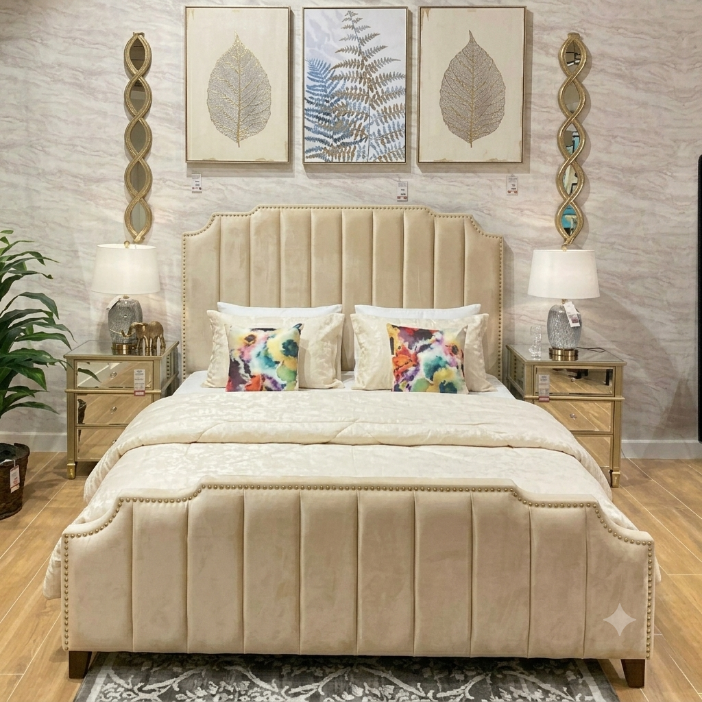 Luxury Upholstered Panel Bed Frame | Single, Double, King & Super King | Matching Ottoman Storage Box Available