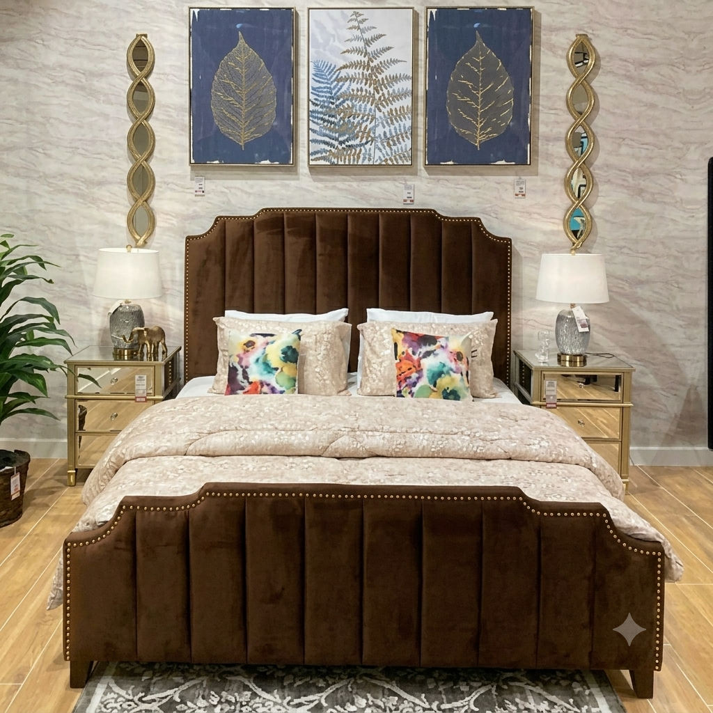 Luxury Upholstered Panel Bed Frame | Single, Double, King & Super King | Matching Ottoman Storage Box Available